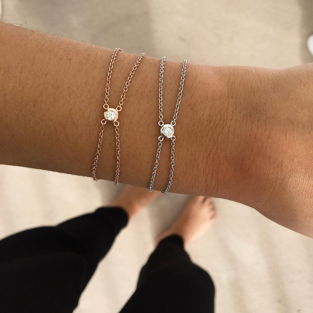 Rose Gold | Double Chain Diamond Bracelet